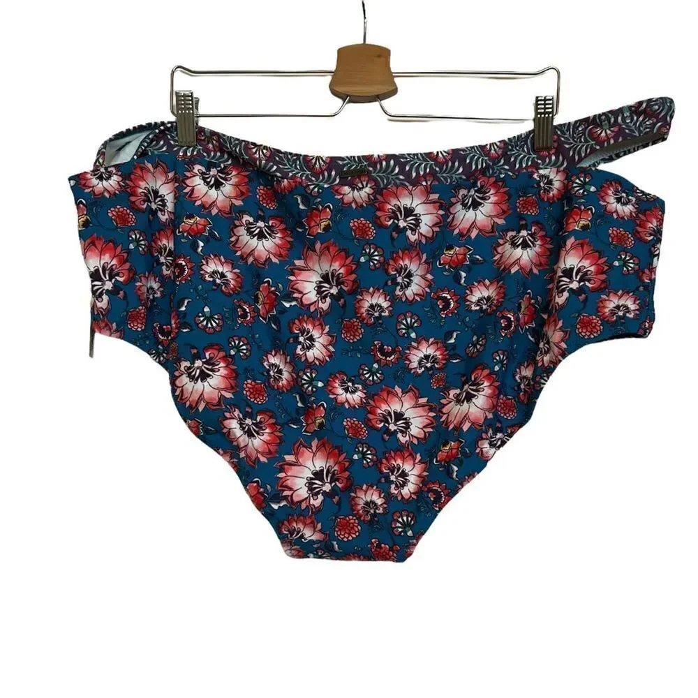 NWT Wall flower Tropical Floral Turquoise Bikini bottom 3XL Side cutout
